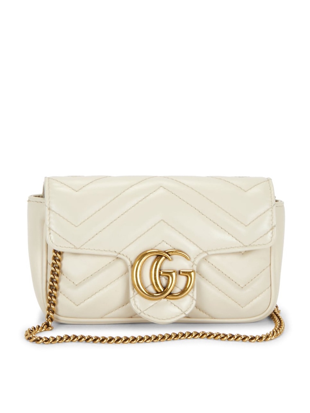 Gucci - Super Mini GG Marmont Shoulder Bag in White/Cream